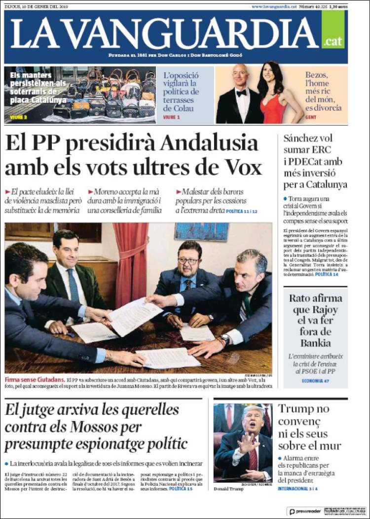 Portada de La Vanguardia (España)