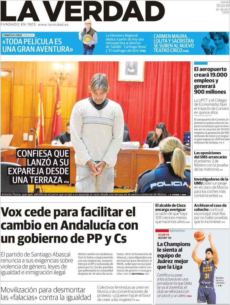 Portada de La Verdad de Murcia (España)