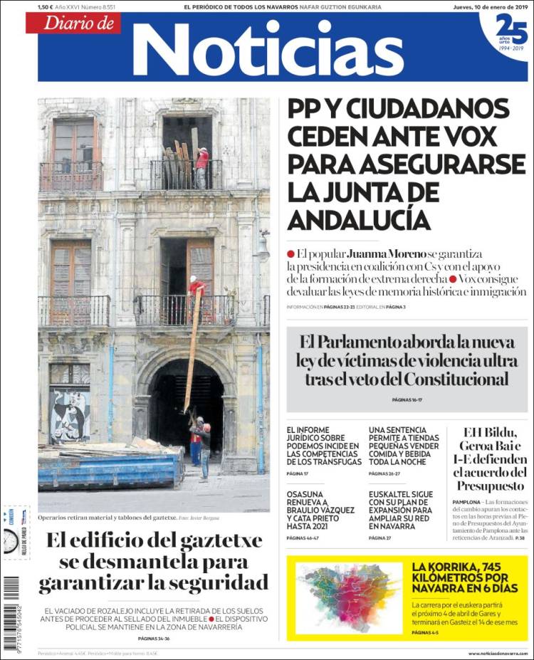 Portada de Noticias de Navarra (España)