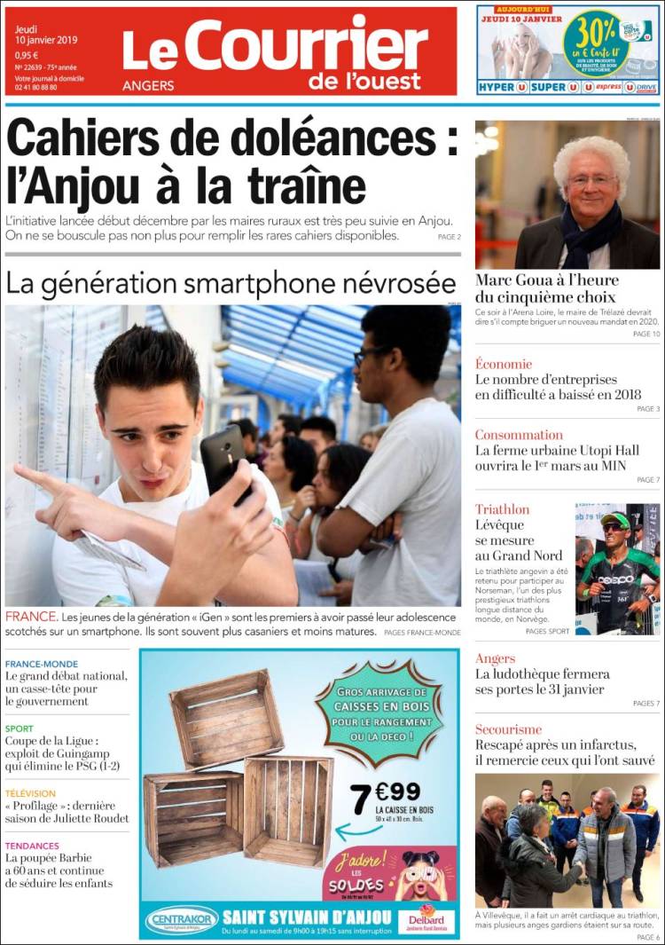 Portada de Le Courrier de l'Ouest (Francia)