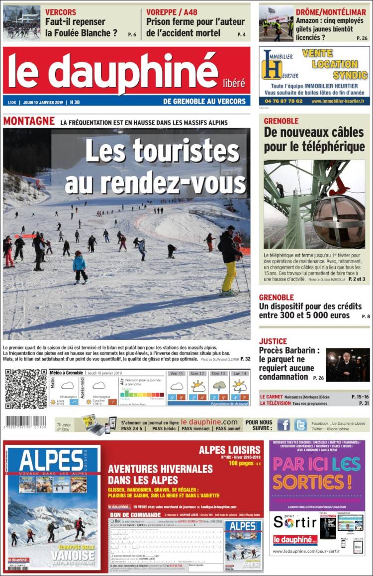 Portada de Le Dauphiné Libéré (Francia)