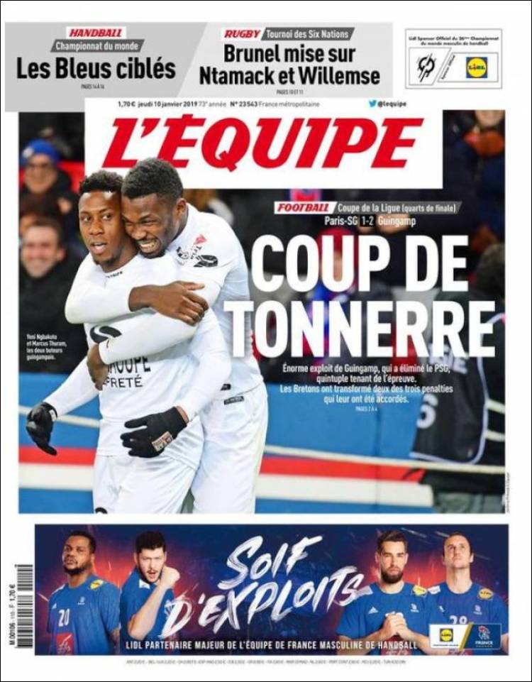Portada de L'Equipe (Francia)
