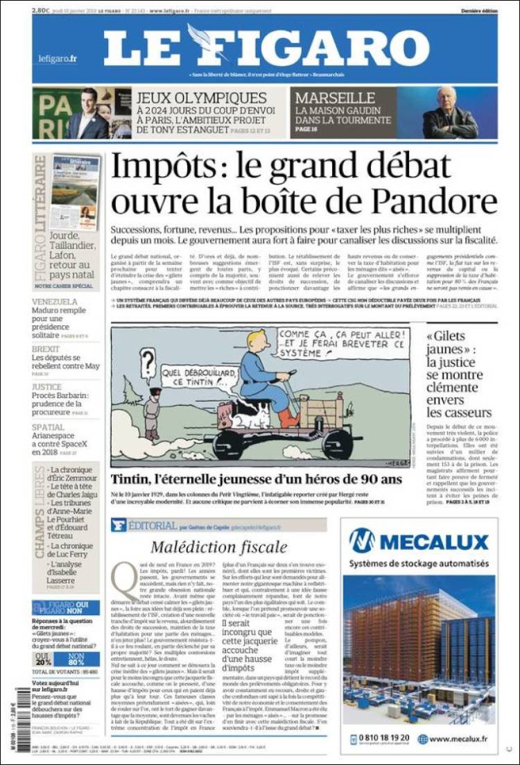 Portada de Le Figaro (Francia)