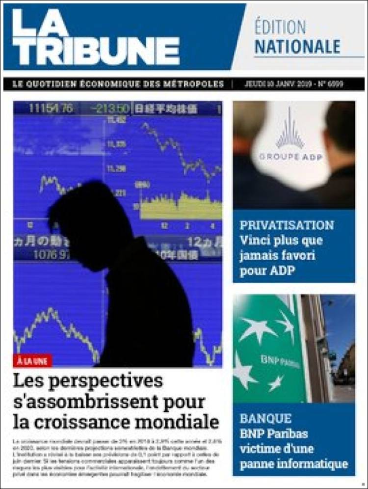 Portada de La Tribune (Francia)