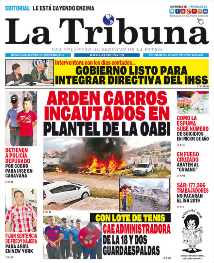 Portada de La Tribuna (Honduras)