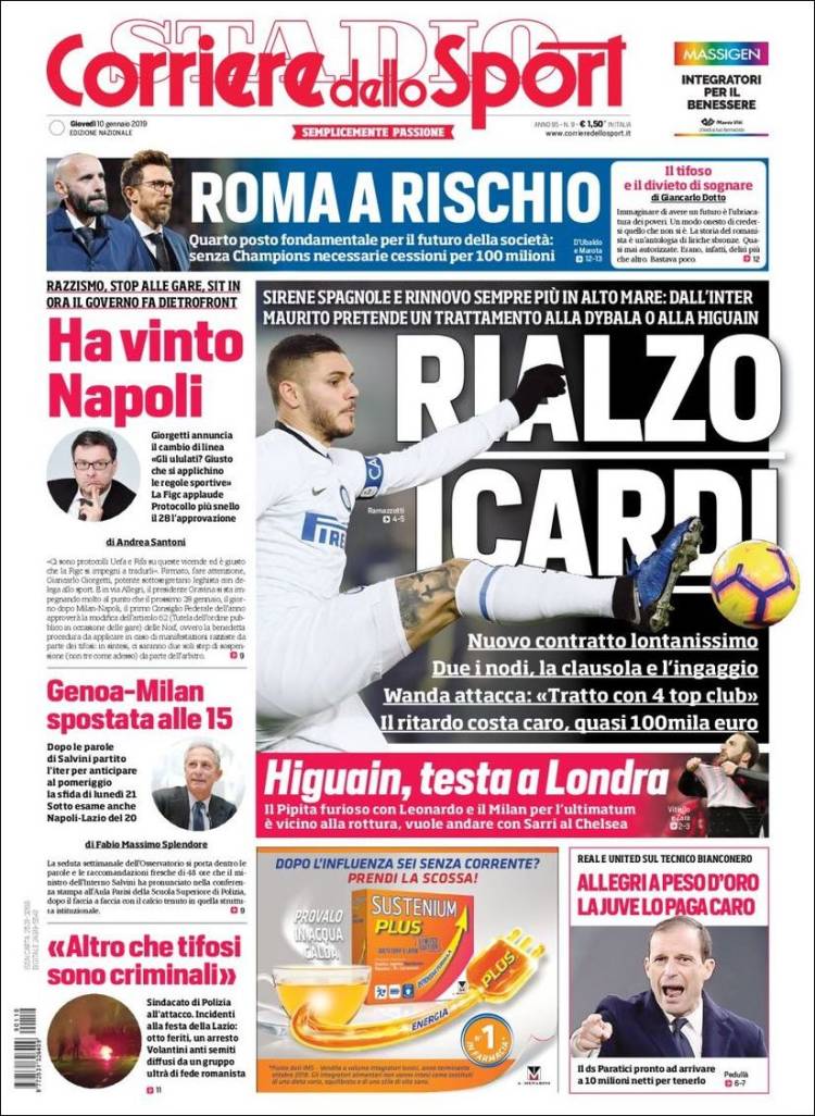 Portada de Corriere dello Sport (Italia)