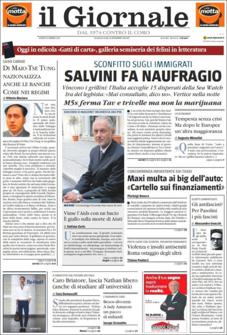 Portada de il Giornale (Italia)