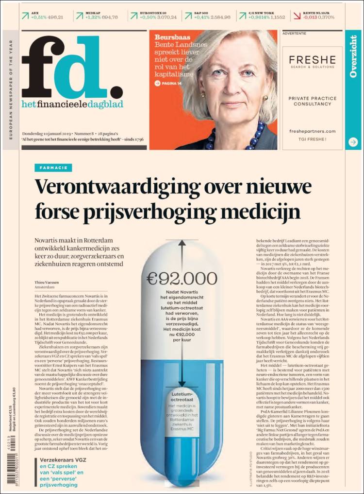Portada de Het Financieele Dagblad (Pa&iacute;ses Bajos)