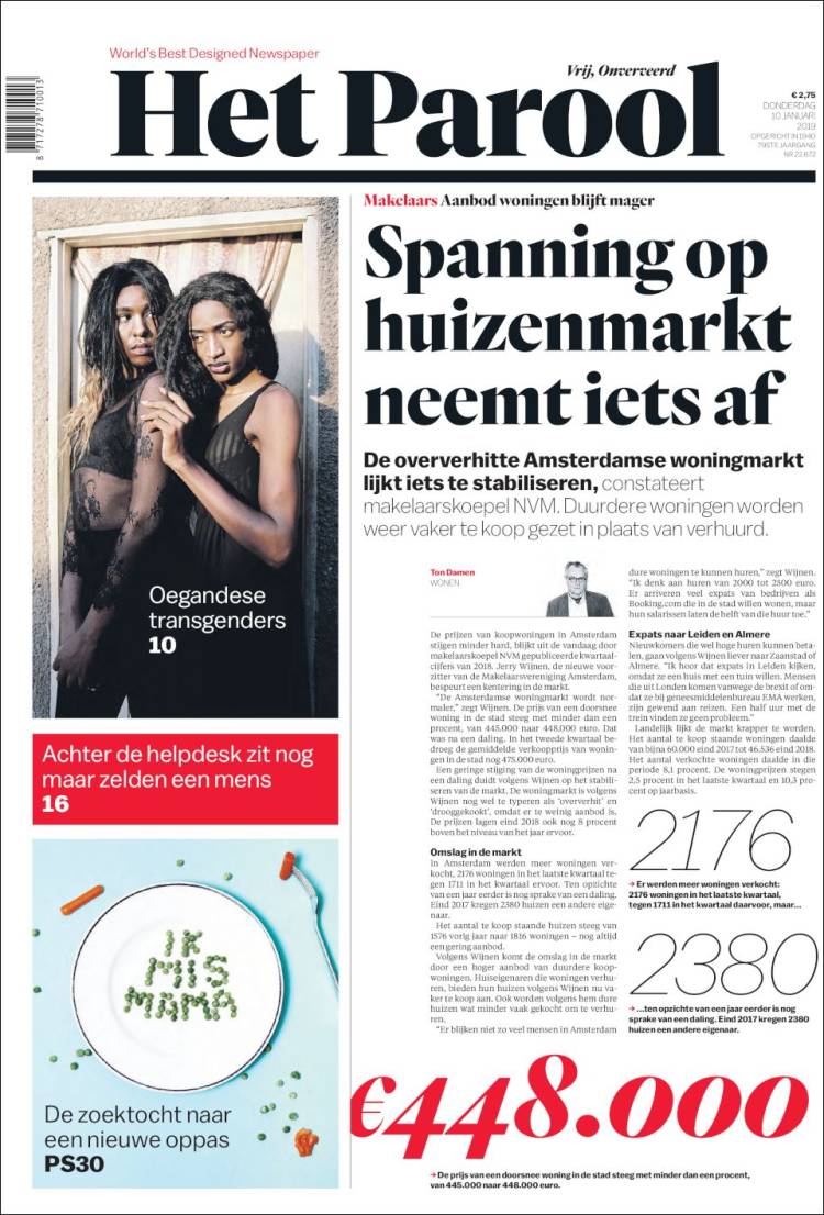 Portada de Het Parool (Pa&iacute;ses Bajos)