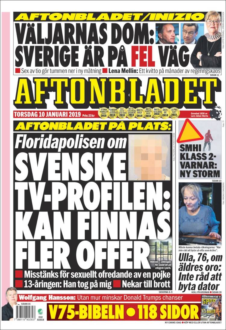Portada de Aftonbladet (Suecia)