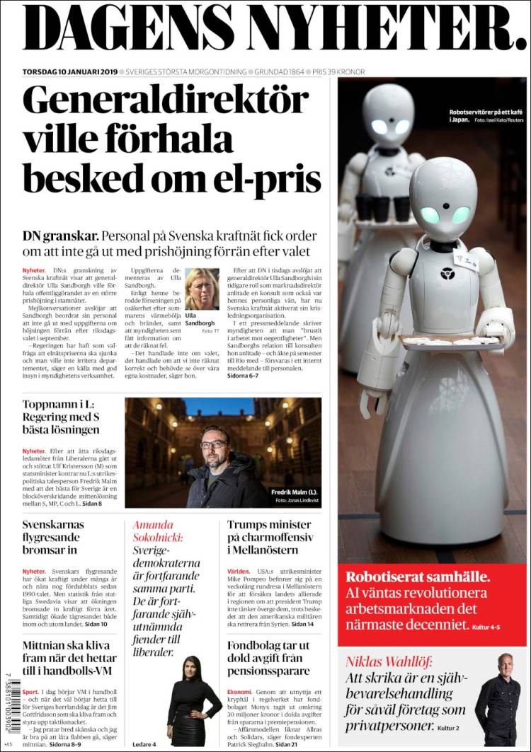 Portada de Dagens Nyheter (Suecia)