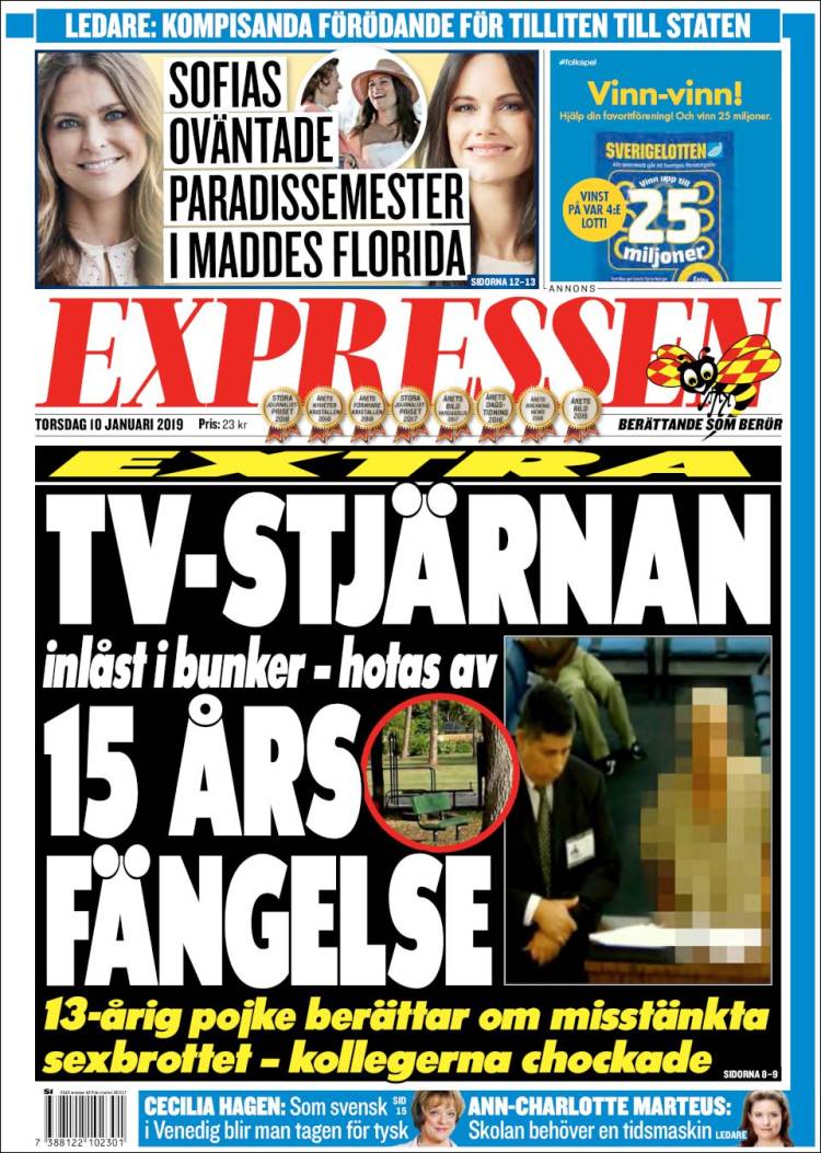 Portada de Expressen (Suecia)
