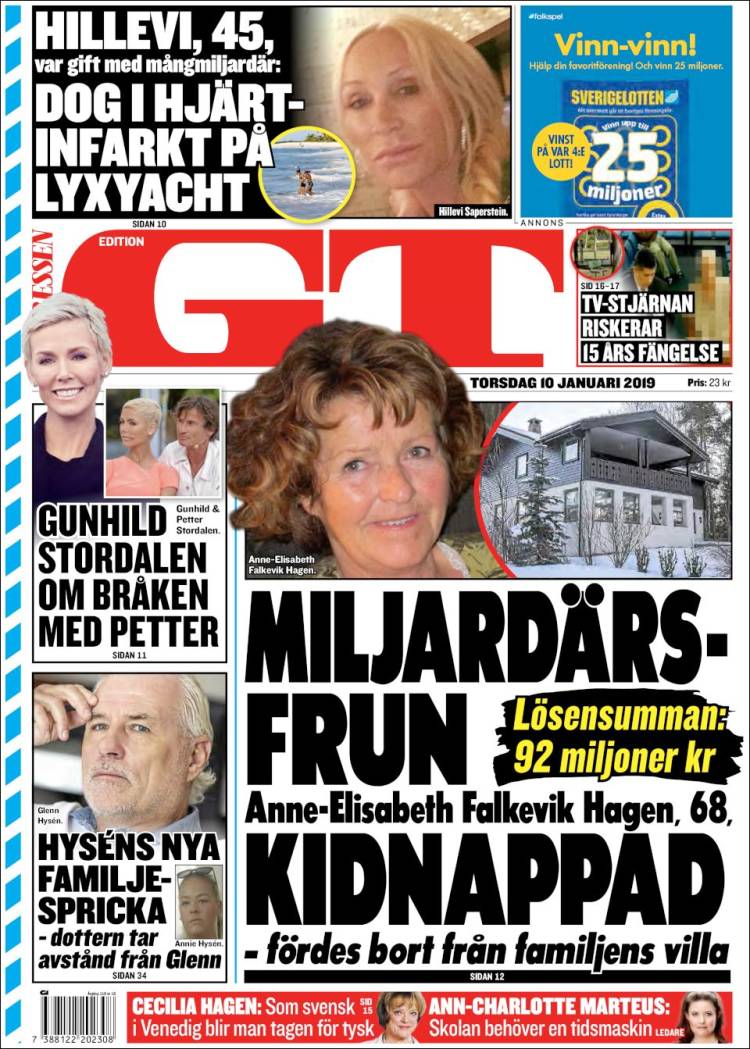 Portada de Göteborgstidningen (Suecia)