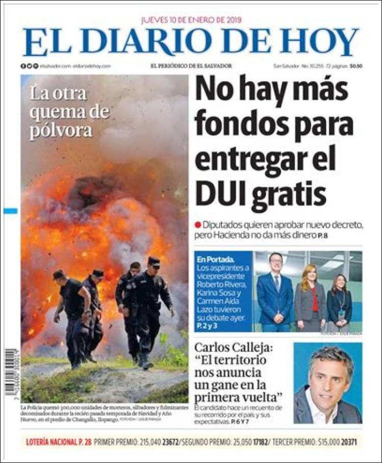 Portada de El Diario de Hoy (El Salvador)