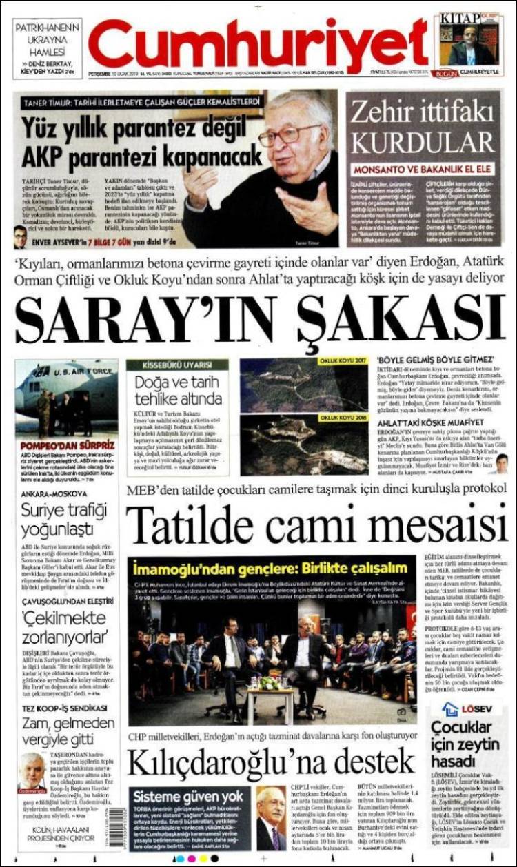 Portada de Cumhuriyet (Turqu&iacute;a)