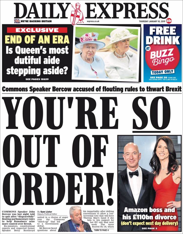 Portada de Daily Express (Reino Unido)