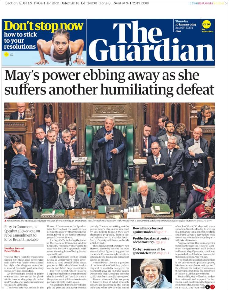 Portada de The Guardian (Reino Unido)