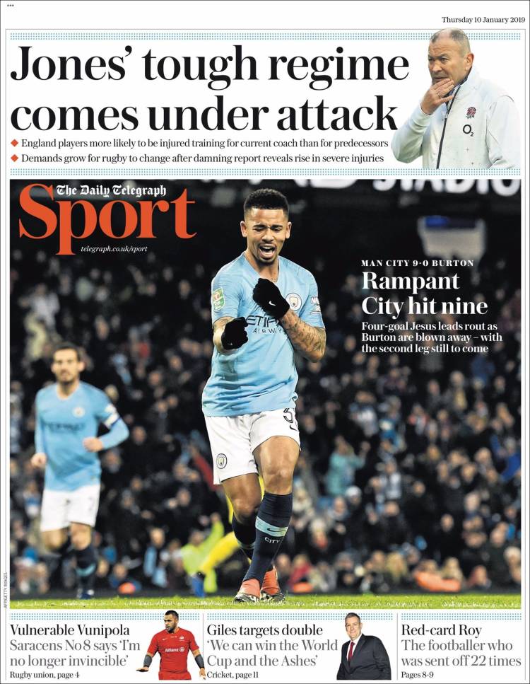 Portada de Telegraph Sport (Reino Unido)