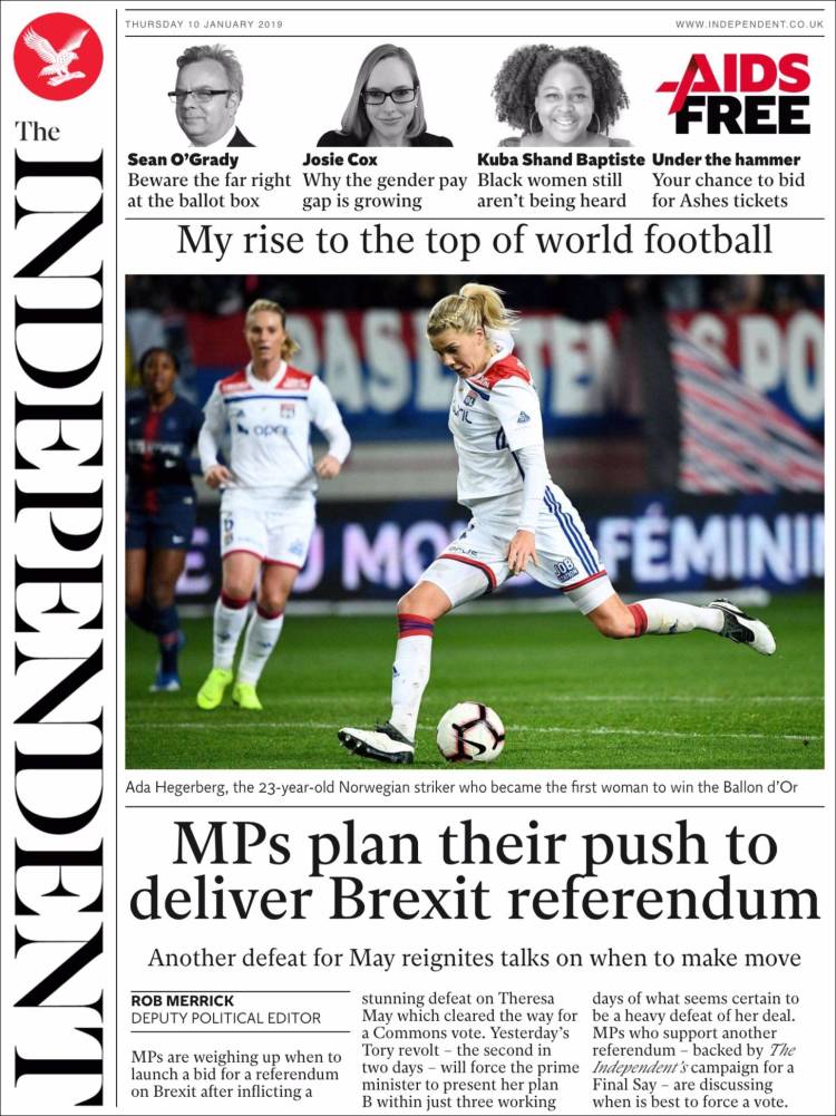 Portada de The Independent (Reino Unido)