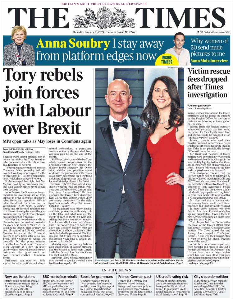 Portada de The Times (Reino Unido)