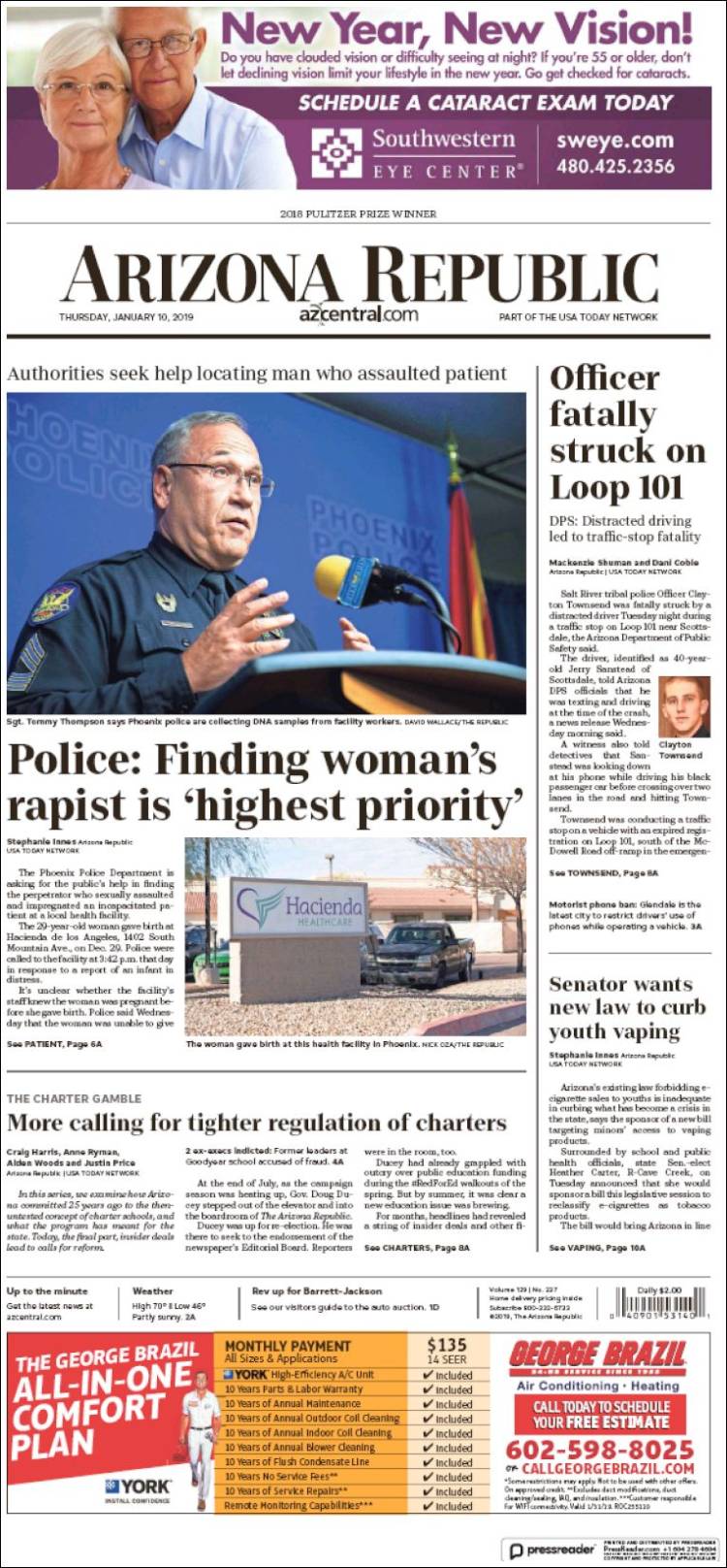 Portada de Arizona Republic News (USA)