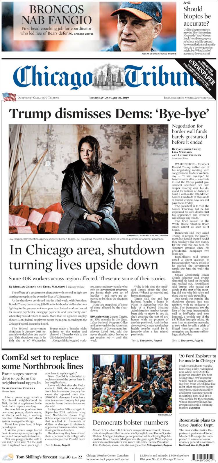 Portada de Chicago Tribune (USA)