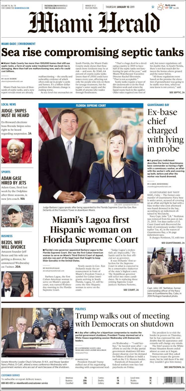 Portada de Miami Herald (USA)