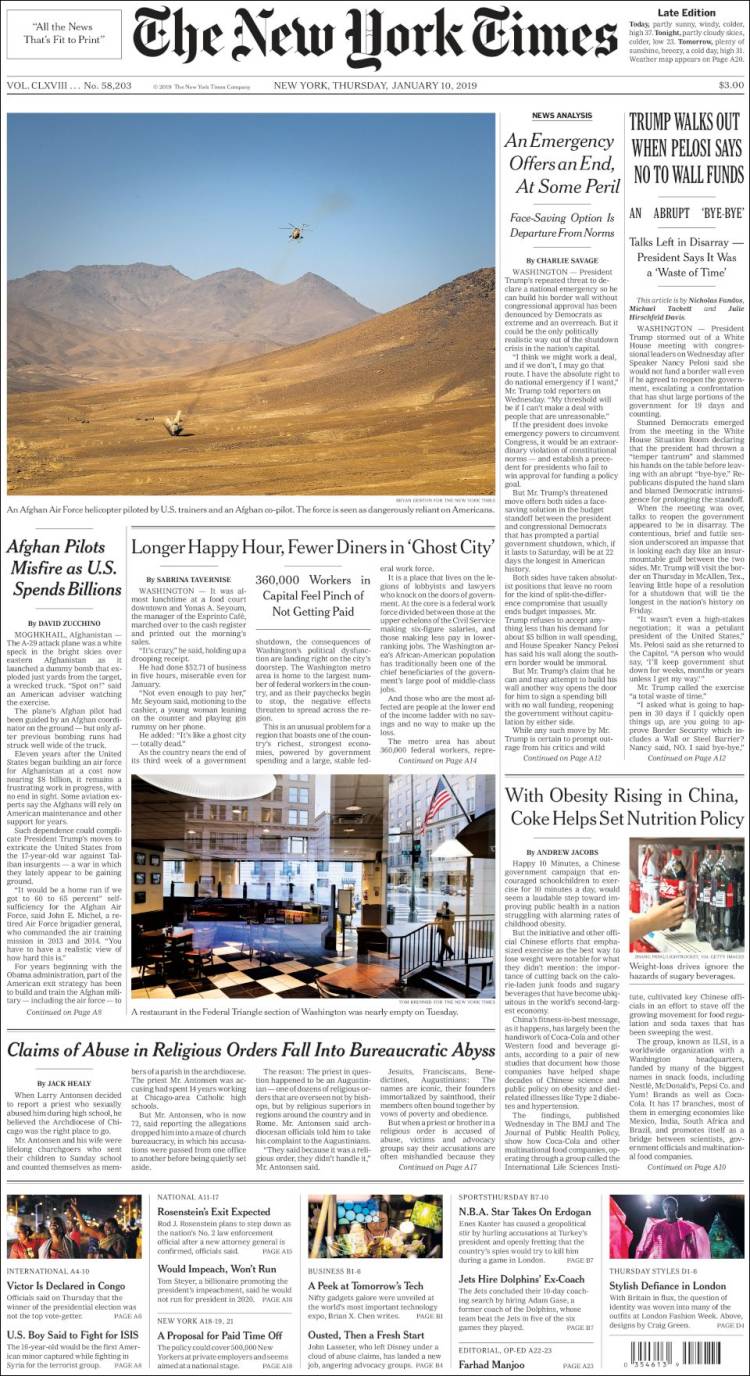 Portada de New York Times (USA)