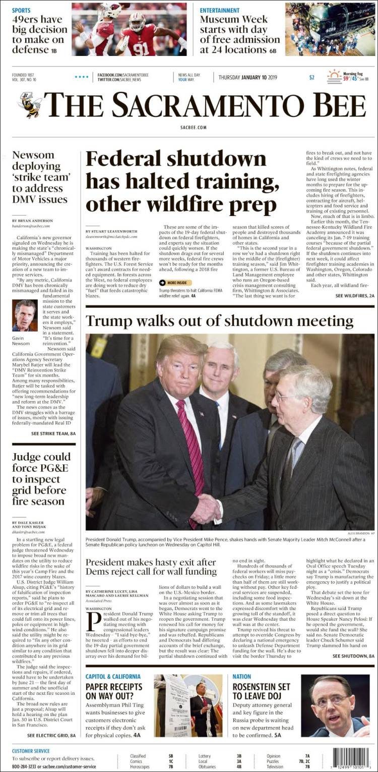 Portada de The Sacramento Bee (USA)