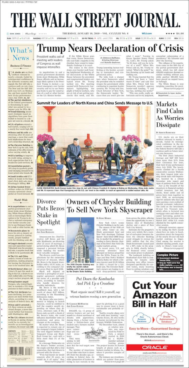 Portada de Wall Street Journal (USA)