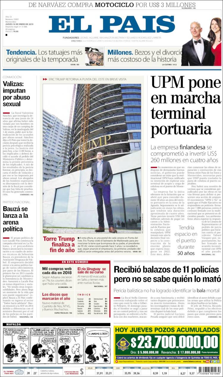 Portada de El País (Uruguay)