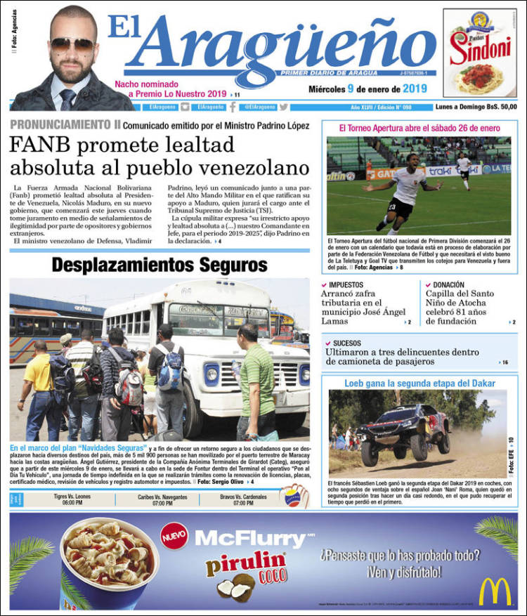 Portada de El Aragüeño (Venezuela)