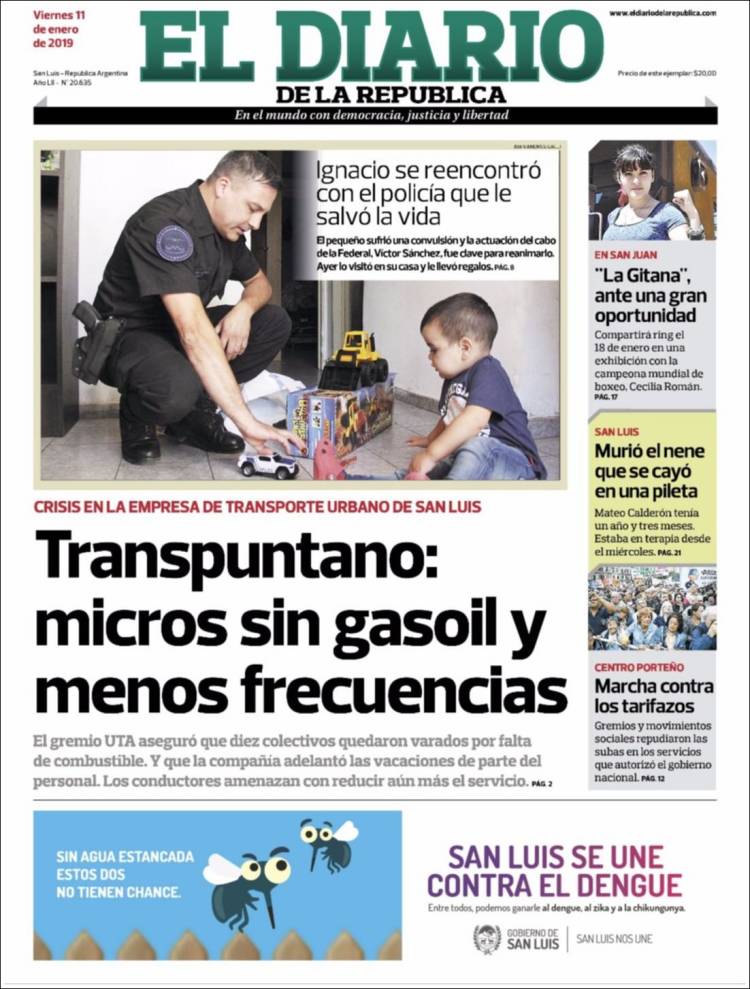 Portada de Diario de la República (Argentina)