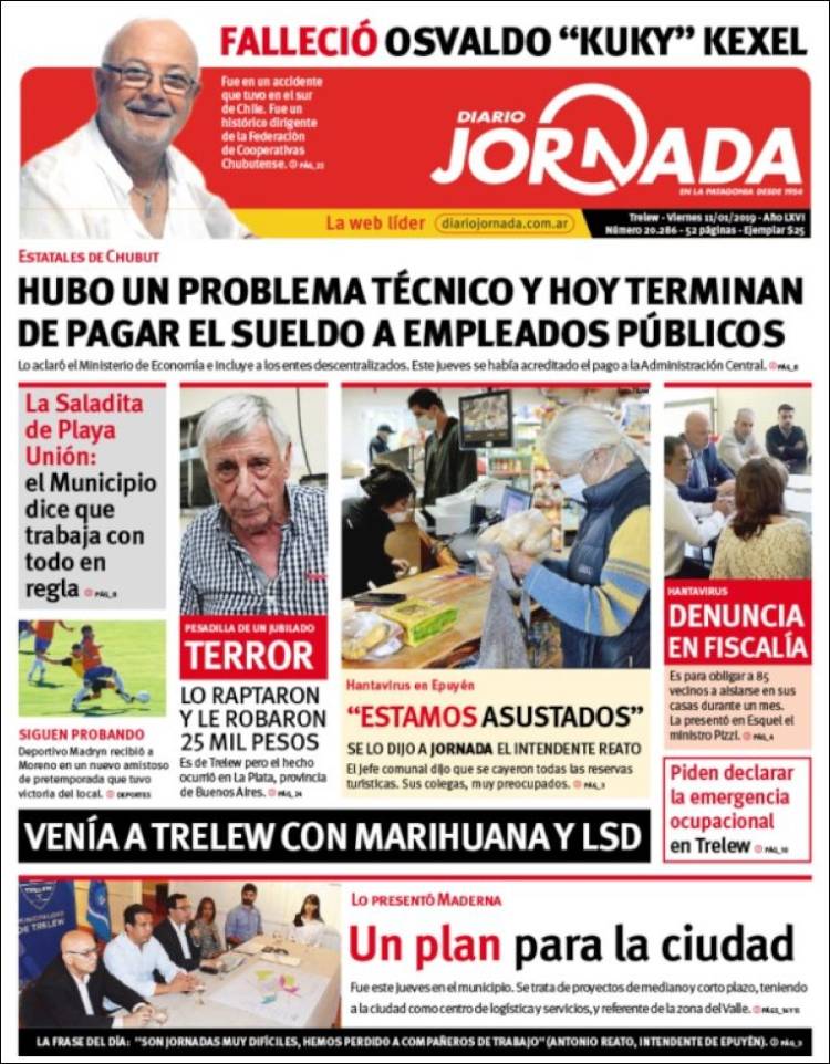 Portada de Diario Jornada en la Patagonia (Argentina)