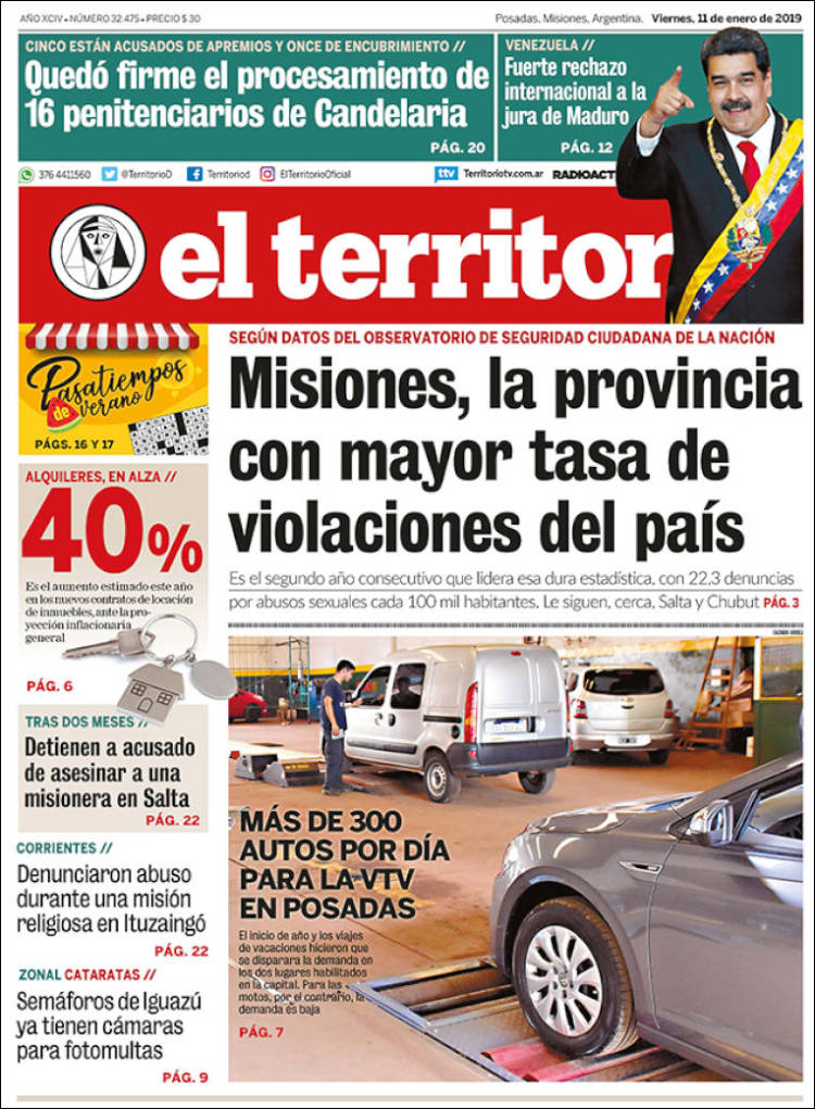 Portada de El Territorio (Argentina)