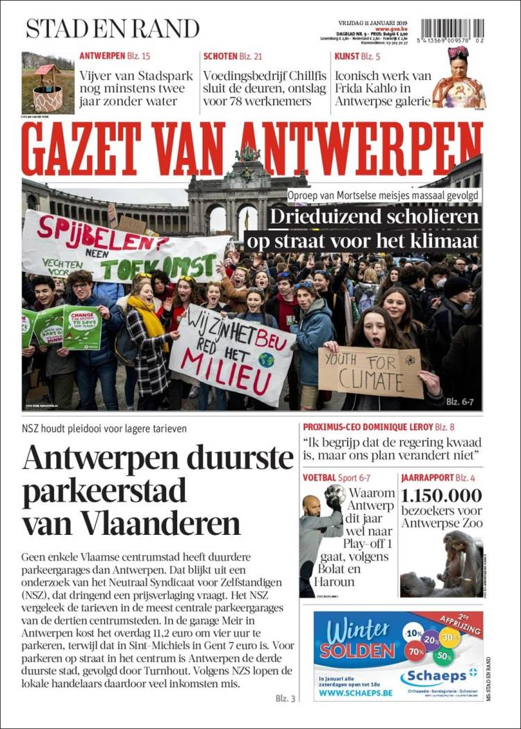 Portada de Gazet van Antwerpen (B&eacute;lgica)