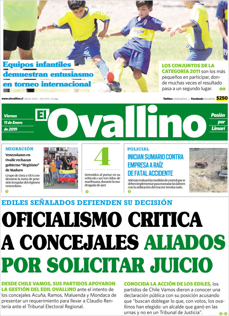 Portada de El Ovallino (Chile)