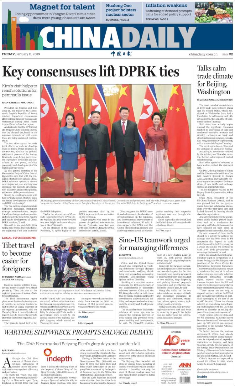Portada de China Daily (China)