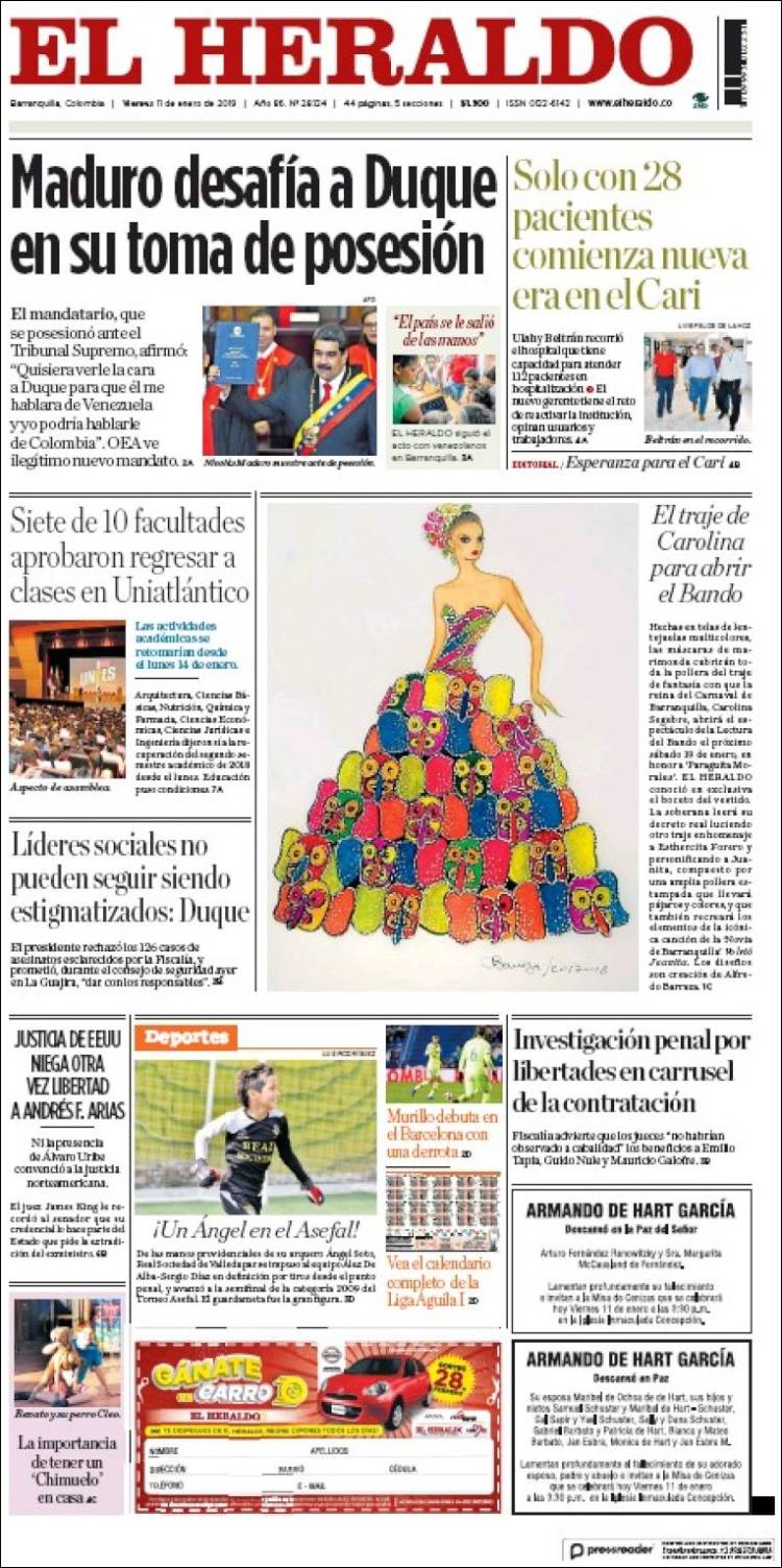 Portada de El Heraldo (Colombia)