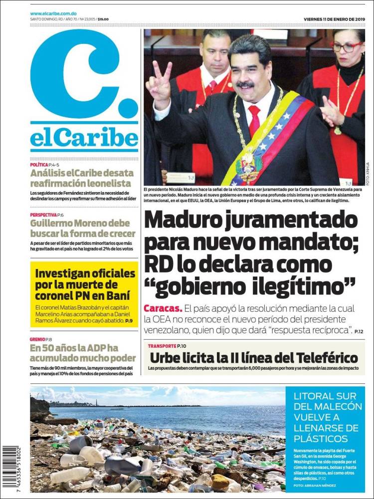 Portada de El Caribe (R. Dominicana)