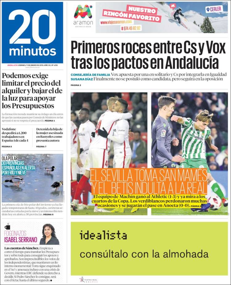 Portada de 20 Minutos - Sevilla (Espa&ntilde;a)