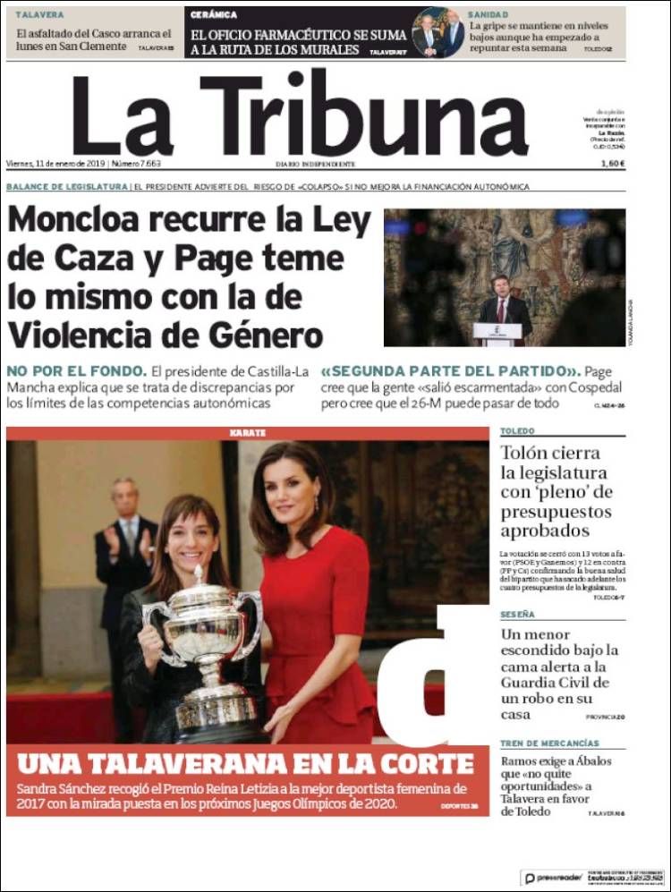 Portada de La Tribuna de Toledo (Espa&ntilde;a)