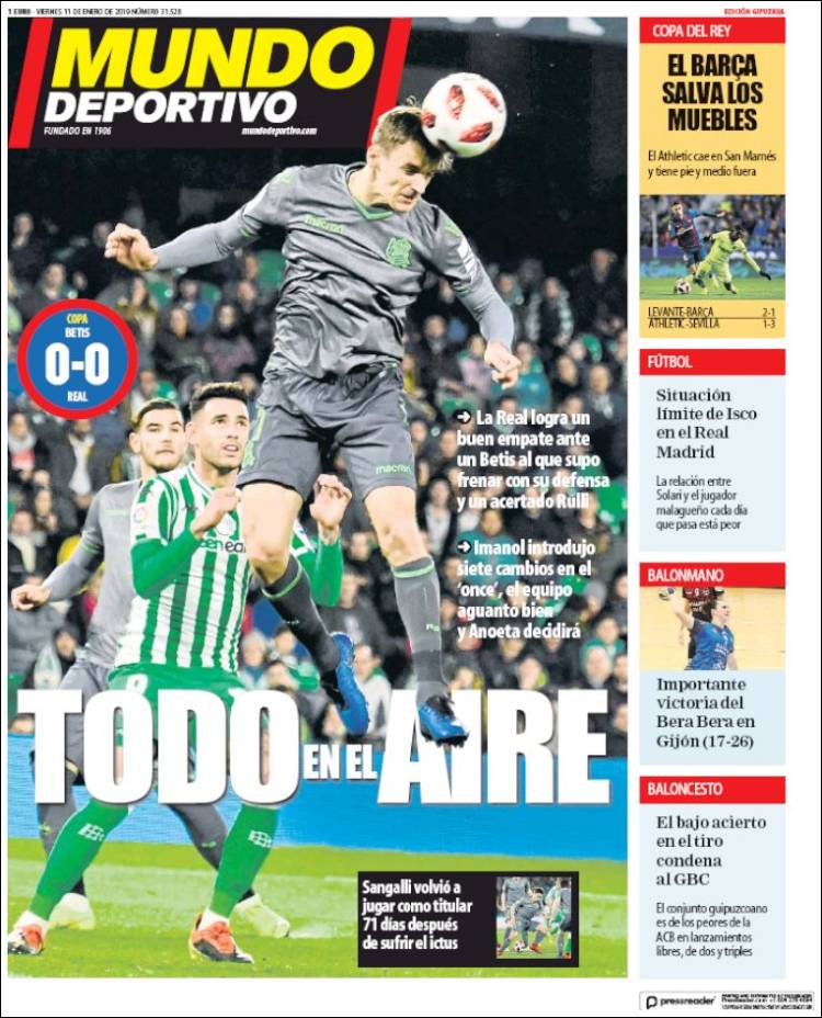 Portada de Mundo Deportivo Gipuzkoa (Espa&ntilde;a)