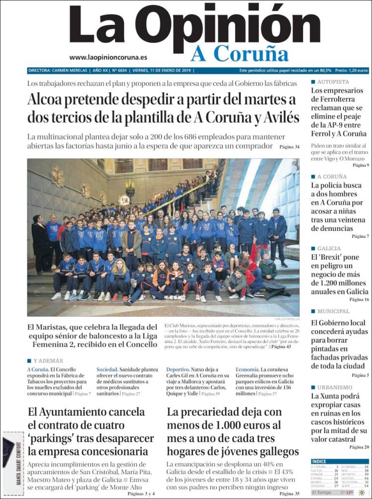 Portada de La Opinión de A Coruña (Espa&ntilde;a)