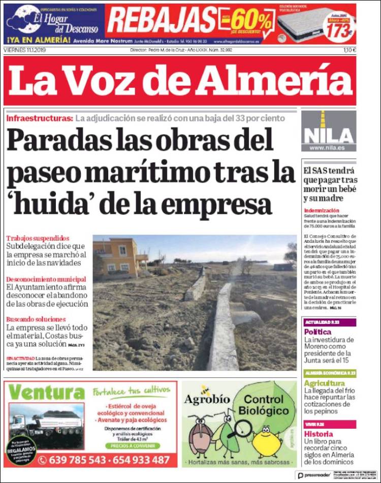 Portada de La Voz de Almería (Espa&ntilde;a)