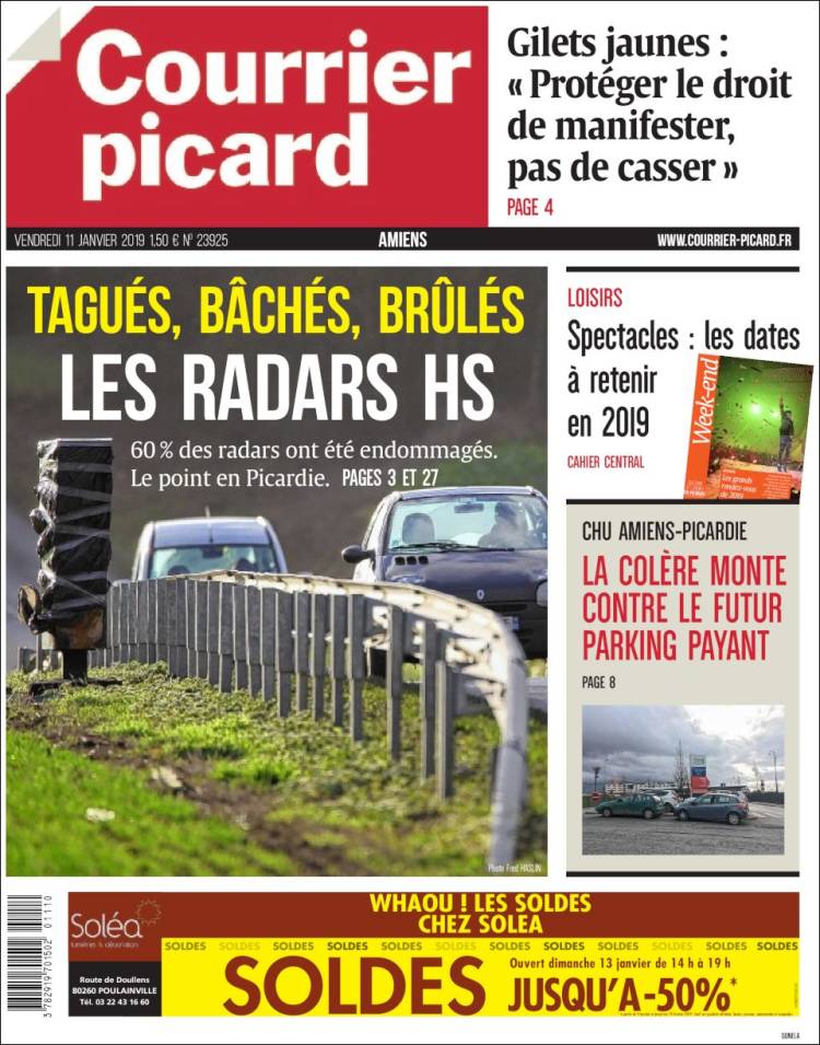 Portada de Courrier Picard (Francia)