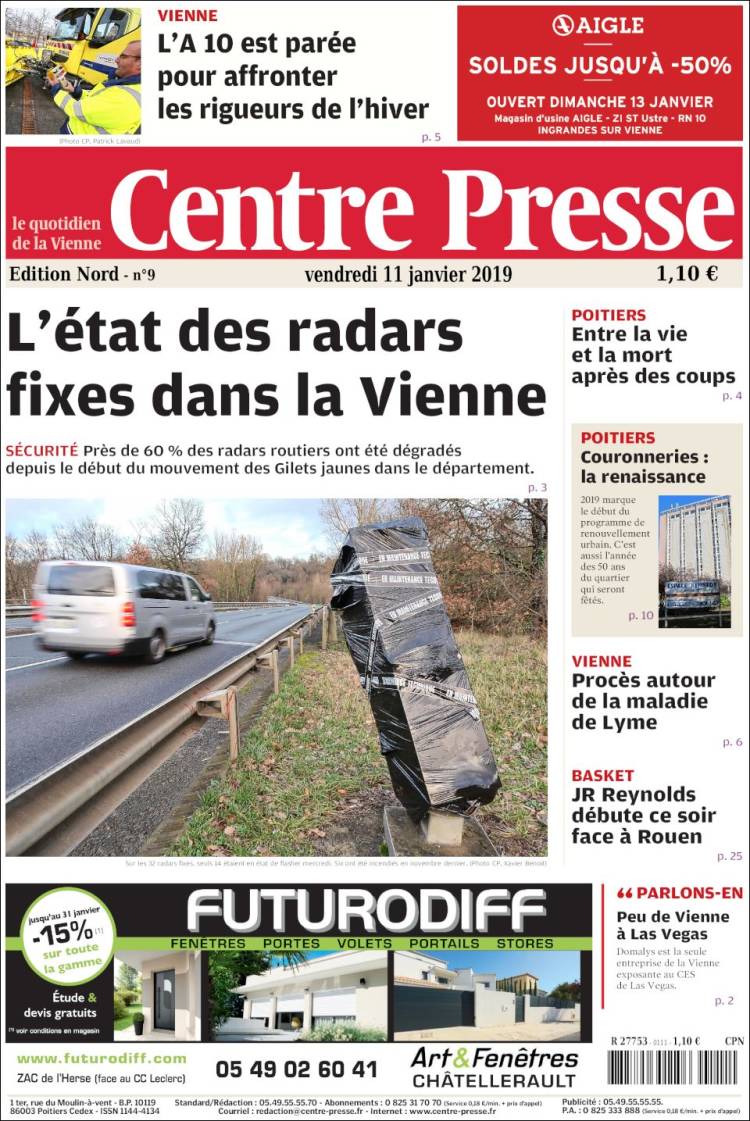 Portada de La Nouvelle Republique (Francia)