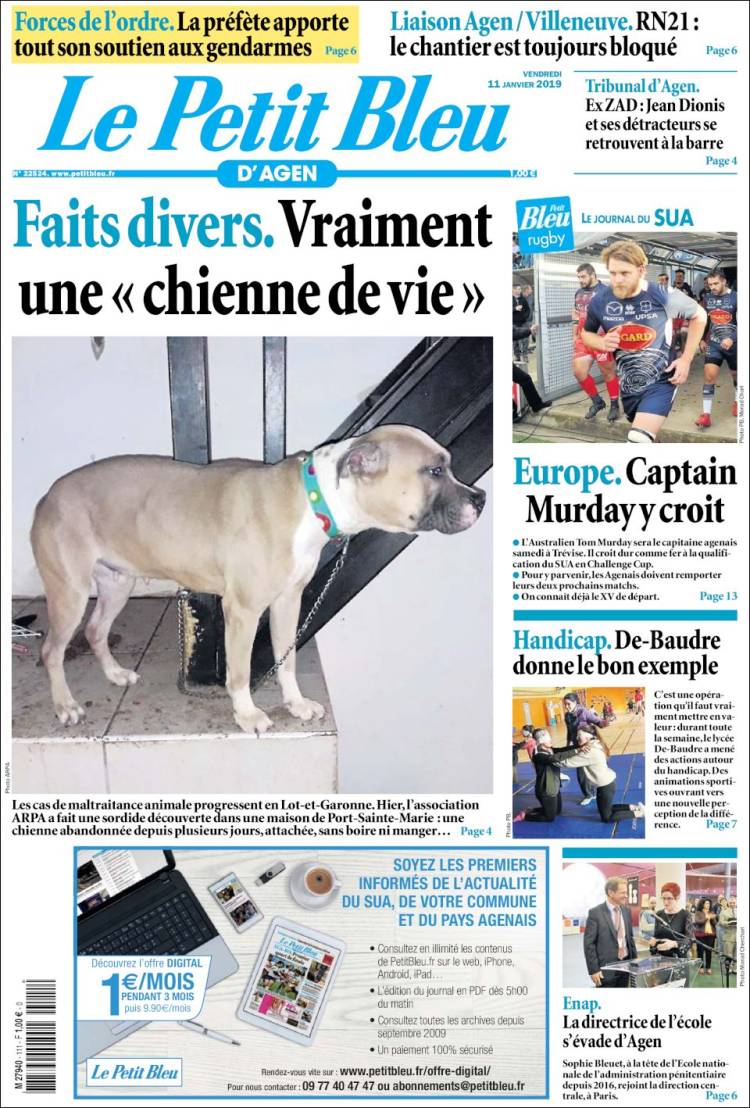 Portada de Le Petit Bleu (Francia)