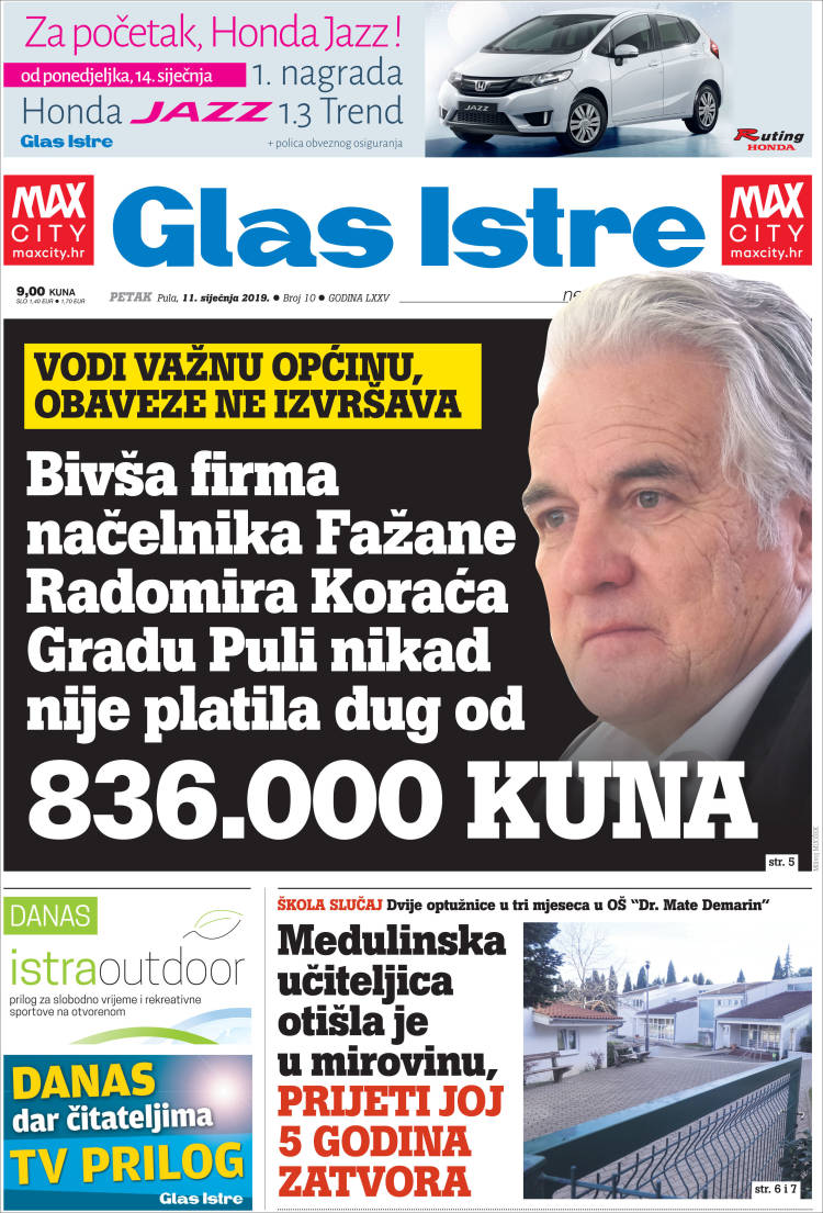 Portada de Glas Istre (Croacia)