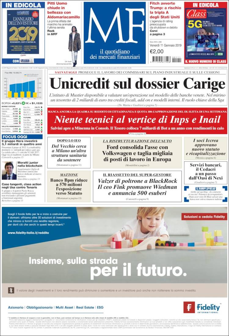 Portada de Milano Finanza (Italia)